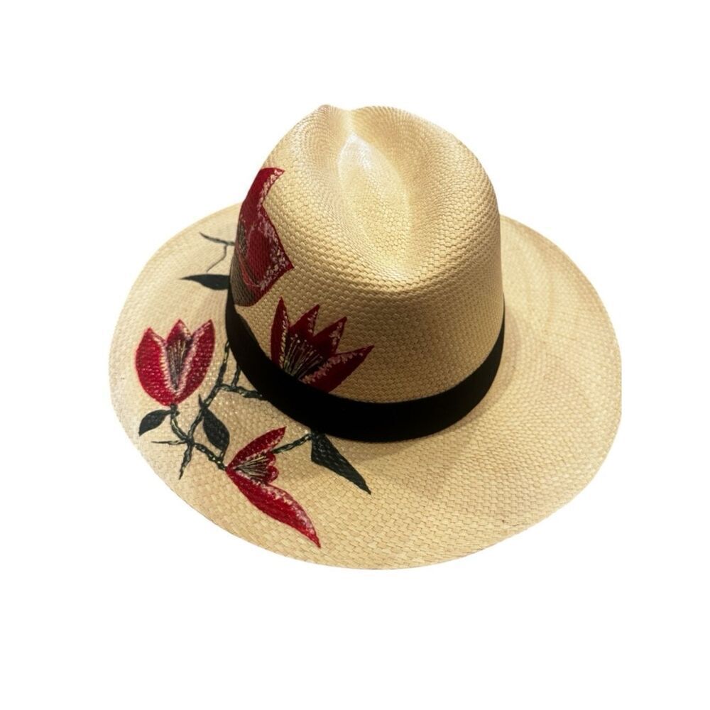 Hannia Char Cala Flower Hat – Bold Red Calla Lily Toquilla Straw Panama
